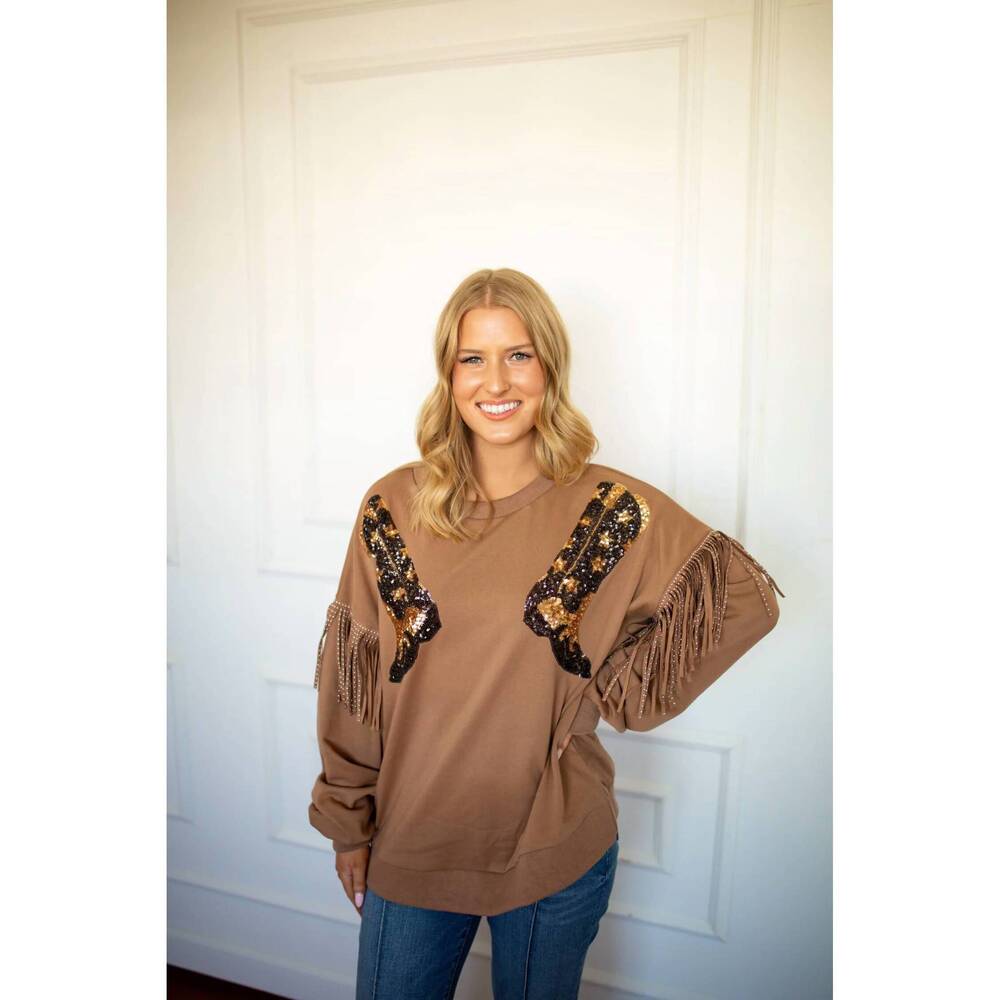 NEW FANTASTIC FAWN sequin boots pull over top in brown multi